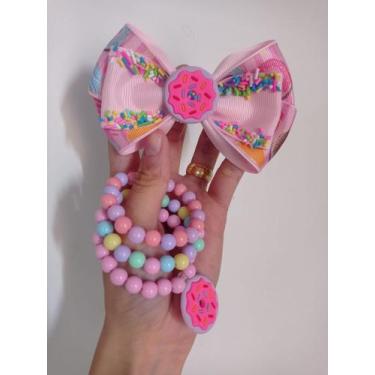 Imagem de Kit Presilha de Laço + Pulseira artesanal  - Laços da Lolo, Roxo, U