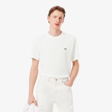 Imagem de Camiseta de Piqué Pesado em Algodão e Linho - Lacoste, PP, Branco