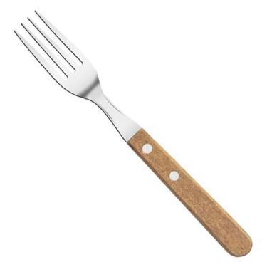 Imagem de Conjunto De Garfos Inox 2 Peças Cabo de Madeira 19cm - Gici Casa