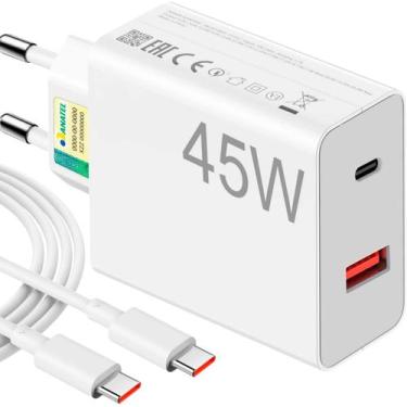 Imagem de Carregador de Celular Turbo 45W PD USB com cabo Type-C 1 Metro LEHMOX 
