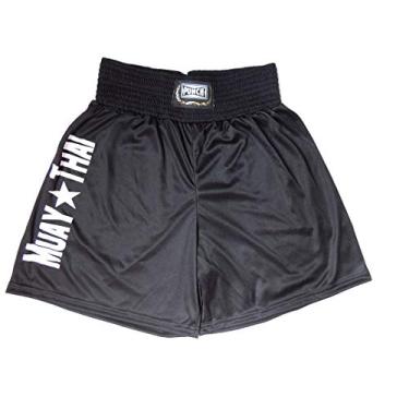 Imagem de Punch Silk Shorts Muay Thai, Unissex, Preto/Branco, P