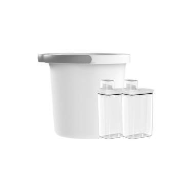 Imagem de Kit Lavanderia Flow com 2 Dispenser de Sabão 2,3L e Balde 8,5L para Organização Branco Ou