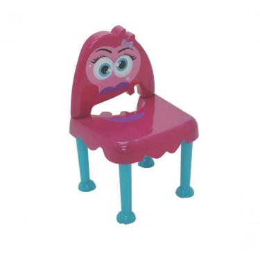 Imagem de Cadeira Infantil Monster para Crianças Até 30kg Rosa em Polipropileno com Base Azul Tramontina