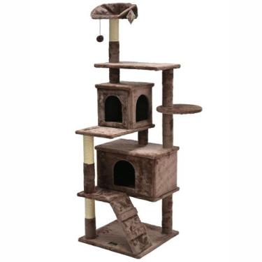 Imagem de Arranhador de gato grande, luxuoso, multifuncional com casas, cama, po