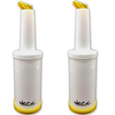 Imagem de Kit 2 Garrafa Store'n Pour 1l Amarela Weck Bartender Xaropes Bebidas D
