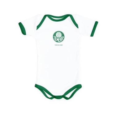 Imagem de Body Curto Bebê Palmeiras Torcida Baby Oficial Confortável, P 0, 3 mes
