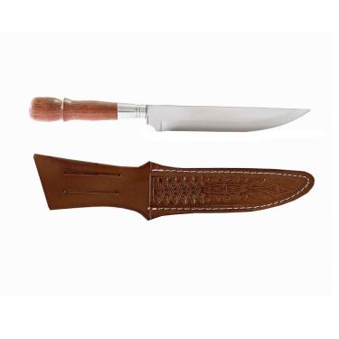 Imagem de Faca de Churrasco e Cozinha 2350-8 Corte em Aço Inox 420 Acabamento Escovado com Cabo de Madeira para Uso Doméstico Inox