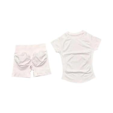 Imagem de Conjunto De Yoga Sem Costura Para Mulheres, Top De Manga Curta E Leggi