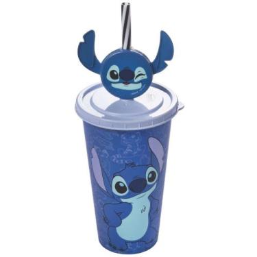 Imagem de Copo infantil com canudo e pin Refri 500ml Stitch Plasutil ref.17439