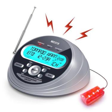 Imagem de Rádio de alerta meteorológico Emgykit MD319 S.A.M.E. com bateria e ali