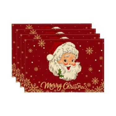 Imagem de Sousplats De Natal Em Linho Com Estampa De Papai Noel 20x25cm Decoraçã