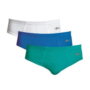 Imagem de Kit 3 Cuecas Slip Infantil Zorba 993 Clássica 100% Algodão, M, Branco,
