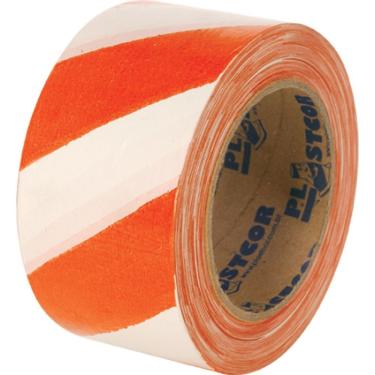Imagem de Fita Zebrada LAR-BRC para Isolamento e Controle de Acesso Resistente e Durável Branca e Laranja Plastcor do Brasil