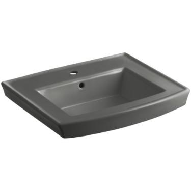 Imagem de KOHLER K-2358-1-58 Arqueiro Pedestal Banheiro Pia com Perfuração de Torneira de Orifício Único, Cinza Trovão