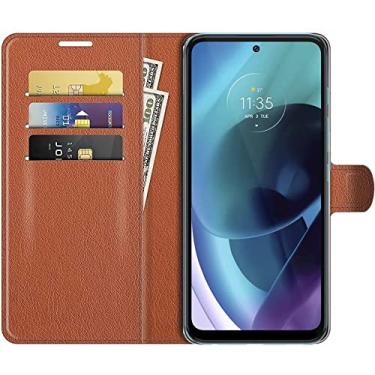 Imagem de Capa Capinha Carteira Compatível Com Moto G71 Flip Case Top (Marrom)