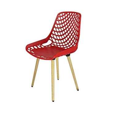 Imagem de Cadeira Aproximação Interlocutor Fixa Beau Design Com 4 pés de Madeira Vermelho Rhodes