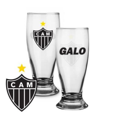 Imagem de Jogo 2 Copos De Cerveja Chopp Atletico Mineiro Futebol 200ml - Brasfoo