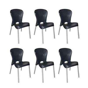 Imagem de Conjunto com 6 Cadeiras de Plástico Montes Claros Preto