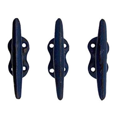 Imagem de Ganchos de parede Nautical Blue de ferro fundido para barco, 8,9 cm, conjunto de 3