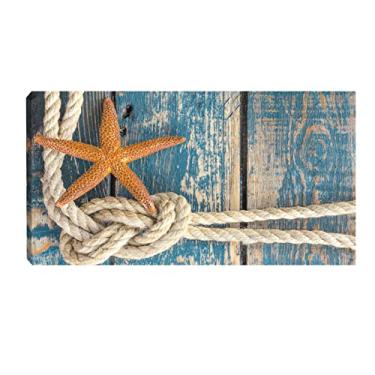 Imagem de Quadro Decorativo Nautico Praia Estrela Amarela e Corda Nó 55x100cm