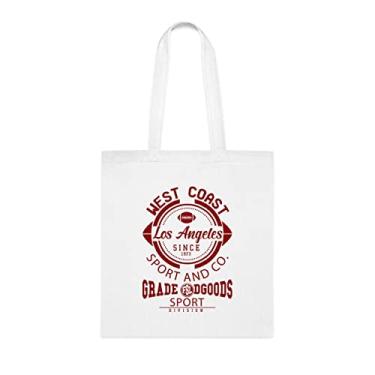 Imagem de Sacola West Coast Los Angeles Since 1973, presente divertido, bolsa de ombro, bolsas reutilizáveis, ideia de presente de cesta de Natal de aniversário, Branco
