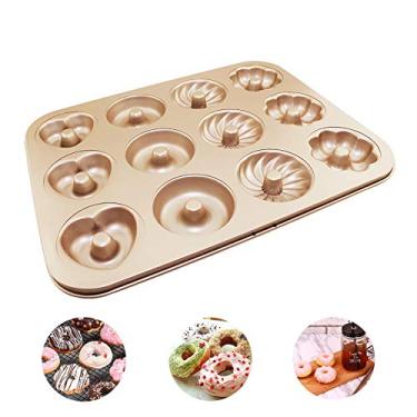 Imagem de ROARINGWILD Mold Nonstick Doughnut Baking Pan Carbon Steel Baking Tray Cake Pan Mold for 12 Donuts Baking Beginners and Cake Lovers