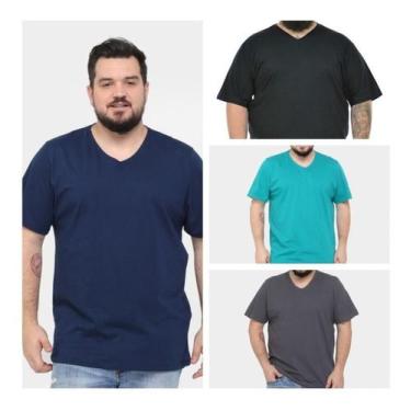 Imagem de Camiseta Gola V Plus Size Xg Masculina 100% Algodão Camisa - Vesttuari