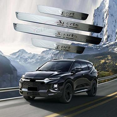 Imagem de GZBFTDH Acessórios de carro Protetor de peitoril da porta, compatível com Chevrolet Spark Tahoe Suburban Traverse Colorado Silverado Placa de proteção de soleira de proteção de porta de peças de automóveis (Colorado 2015-2022)