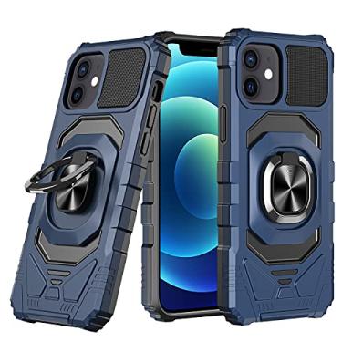 Imagem de zhouye Capa para iPhone 14/14 Pro/14 Plus/14 Pro Max, capa de câmera deslizante, suporte magnético de anel giratório de 360° integrado, capa protetora de telefone à prova de choque, azul, 14 pro 6,1 polegadas
