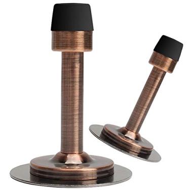 Imagem de Sem furadeiras ou parafuso na parede suporte de porta 3M autoadesivo, para-porta de aço inoxidável com ponta de borracha protetor de parede, pacote com 2 paradas comerciais, 7,6 cm de altura, Red Bron