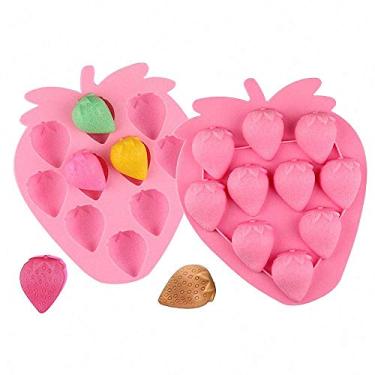 Imagem de Conjunto de moldes de silicone de morango para bolos de chocolate e bolo, sabonete para assar biscoitos e cera de giz de cera PinPon 2 peças (cor aleatória)