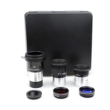 Imagem de JUIYU Conjunto de acessórios para telescópio kit de acessórios de telescópio 1,25 polegadas 2X 6 mm 15 mm oculares 3 câmeras coloridas para telescópio