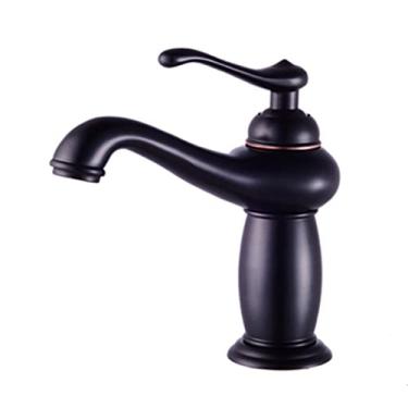 Imagem de LIDON Torneira preta banheiro torneira da pia do banheiro furo único latão preto furo único torneira do banheiro torneira do lavatório torneira do banheiro preto para lavatório, preto B (cor: preto A)