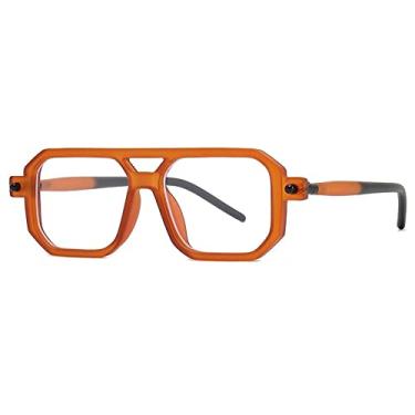 Imagem de Óculos de sol vintage duplo com gradiente para homens, lentes transparentes, rebite, óculos de sol femininos, laranja claro, tamanho único