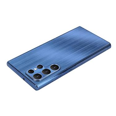 Imagem de KVIBEO Capa para Samsung Galaxy S22/S22+/S22 Ultra, capa traseira escovada de liga de alumínio à prova de choque com proteção de câmera, capa protetora de pára-choques, azul, S22plus 6,6 polegadas