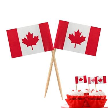 Imagem de 2 Pcs bolo bandeira canadense | Canadá FlagToothpick Bandeira Decoração | Pequeno Mini Stick Cupcake Toppers CA Bandeiras do País, Decoração Festa Celebração Cocktail Picks. Fovolat