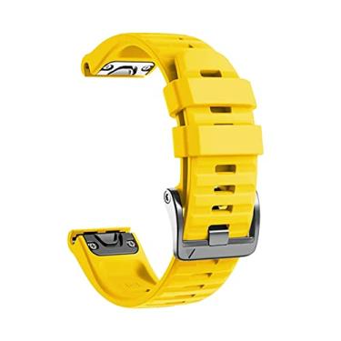 Imagem de WIKUNA Pulseira de relógio de liberação rápida de silicone para Garmin Fenix 7X 7 6X Pro Watch Easyfit Pulseira 26 22MM Pulseira (Cor: Amarelo, Tamanho: 22mm Fenix 7)