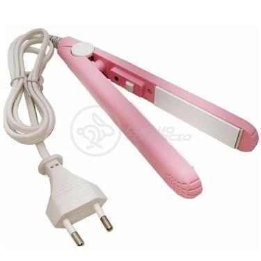 Imagem de Mini Chapinha p/Viagem Cabelo 17Cm Bivolt 110220V Rosa