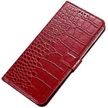 Imagem de COOVS para Apple iPhone 13 Pro (2021) capa carteira de 6,1 polegadas, textura de crocodilo stent função capa de telefone flip fólio de couro com suporte de cartão e pulseira (cor: vermelho)