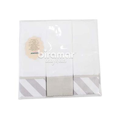 Imagem de Biramar Baby Conjunto 3 Fraldas Para Bebê Cremer Luxo Barrado Chevron Cinza Cinza