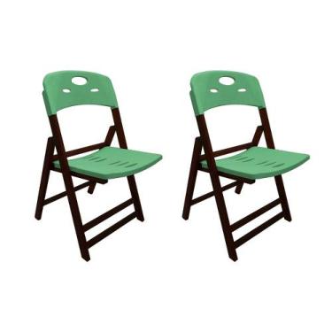 Imagem de Kit Com 2 Cadeiras Dobraveis De Madeira Elegance Imbuia Polipropileno