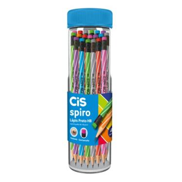 Imagem de Lápis Preto HB CIS SPIRO c/borracha no topo, Pote com 48 unidades