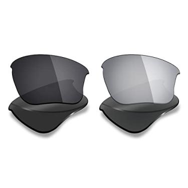 Imagem de 2 pares de lentes de reposição polarizadas da Mryok para óculos de sol Oakley Flak Jacket XLJ - Opções, Stealth Black & Silver Titanium, One Size