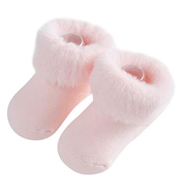 Imagem de Meia de bebê para inverno meias quentes para meninos e meninas meias infantis meias de princesa meias de chão para bebê menino meias de chão (rosa, M infantil)