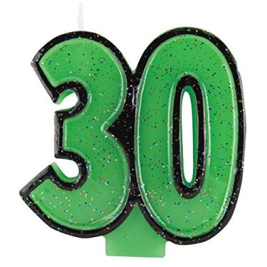 Imagem de Creative Converting Vela numeral com glitter, 8,9 cm x 7 cm, verde, 101156