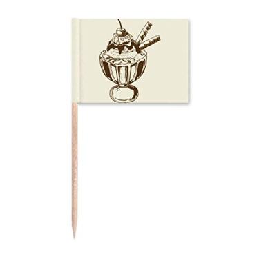 Imagem de Tigelas de chocolate cereja para biscoitos, sorvete, palito, bandeiras, marcador, decoração de festa