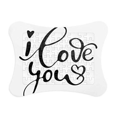 Imagem de Moldura de quebra-cabeça I Love You Heart estilo citação em formato de coração, jogo de papel para casa