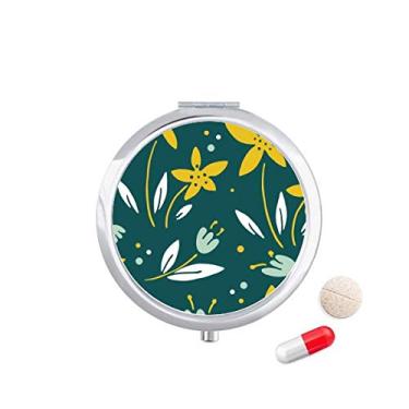 Imagem de Caixa de comprimidos de flor branca verde amarela e branca para armazenamento de remédios