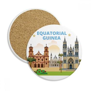 Imagem de Castelo da Guiné Equatorial Caneca Porta-copos com proteção de mesa Pedra absorvente