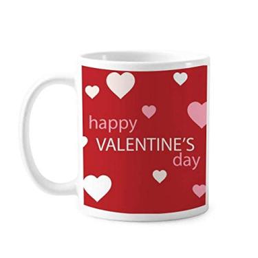 Imagem de Caneca vermelha rosa branca corações dia dos namorados cerâmica café porcelana caneca louça
